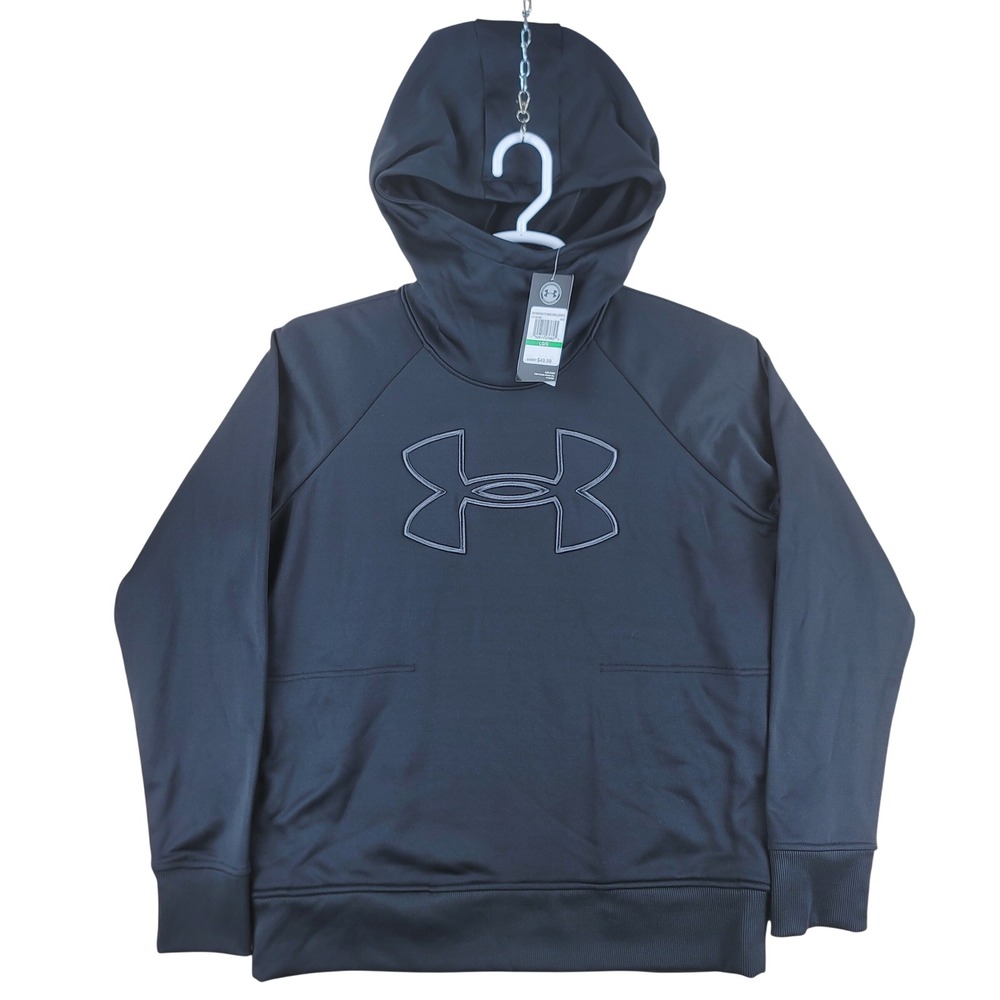 Under Armour Hoodie Womens LG Black ColdGear Logo Sweatshirt 1318396-002